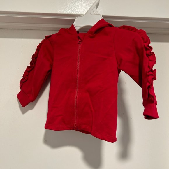 FIRST IMPRESSIONS GIRLS CHERRY RED HOODIE 3-6 MONTHS - Picture 1 of 6
